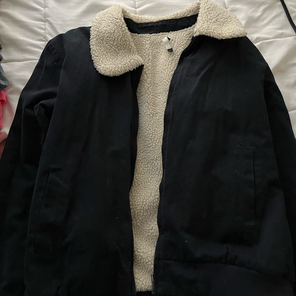 Brandy Melville Aviator Nelson Sherpa Lined Bomber Jacket - Picture 3 of 3